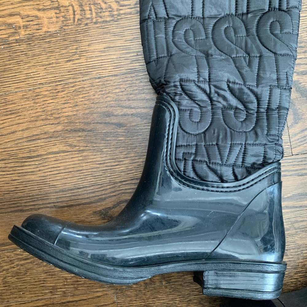 Miss Sixty  Quilted Wellington Knee Black High Boots, Rubber foot and sole EU36